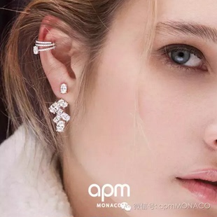 APM MONACO 2016新款 S925纯银闪钻混搭耳夹 时尚简约 倪妮耳夹