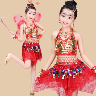 儿童印度舞蹈服演出服装肚皮舞演出服女儿童套装少儿肚皮舞衣服裙