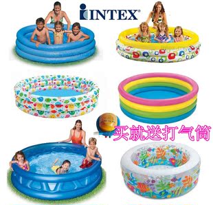 正品INTEX婴幼儿童充气游泳池戏水池洗澡池旅行浴盆沙池海洋球池