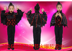 万圣节儿童演出服cosplay男女童豪华小蝙蝠吸血鬼服装 超人表演服
