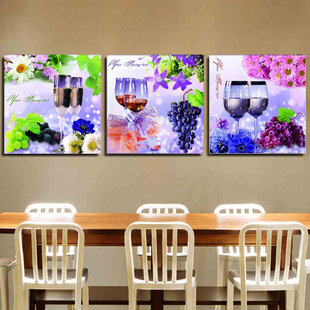 新款5D欧式钻石画餐厅水果葡萄酒杯贴钻十字绣客厅圆钻满钻三联画