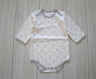 新款纯棉空气层婴幼儿三角长袖爬服男女宝宝连体衣哈衣睡衣