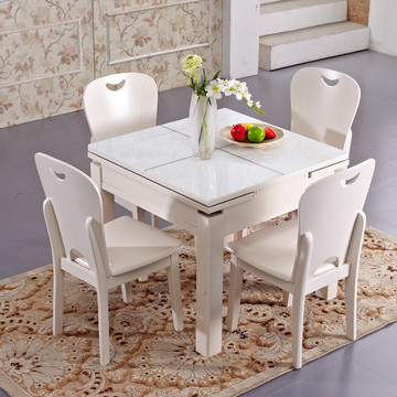 现代简约餐桌椅组合6人欧式钢化玻璃实木大小户型正方形饭桌