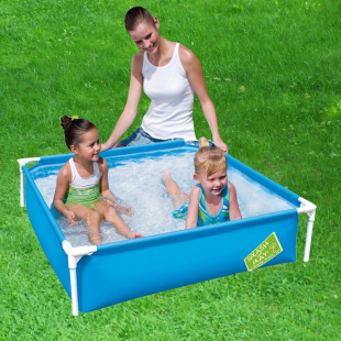 儿童方形夹网支架水池幼儿学习框架式游泳池户外室内戏水池养鱼池