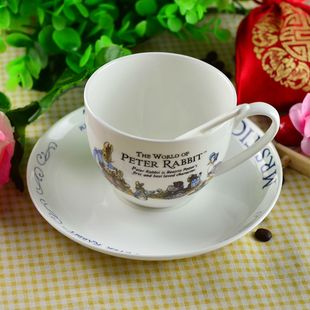 正品骨瓷彼得兔咖啡杯一碟一杯水杯英式陶瓷杯套装经典红茶杯杯子