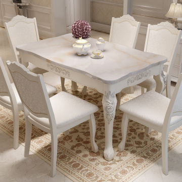 欧式餐桌椅组合大理石长方形6人4人实木小户型吃饭桌子饭桌