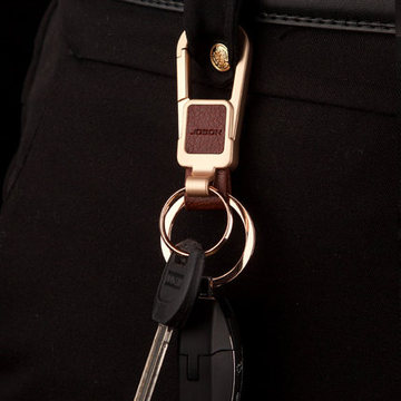 中邦真皮双环钥匙扣 男女士汽车钥匙圈锁链创意腰式挂件礼品盒装