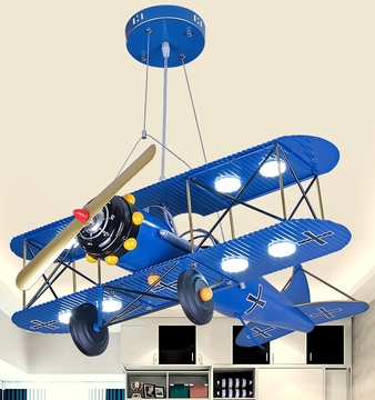 儿童房吸顶灯具男孩卡通卧室灯幼儿园灯创意个性美式护眼飞机吊灯