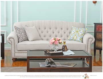 美式田园沙发复古布艺组合沙发宜家小户型客厅欧式麻布三人沙发