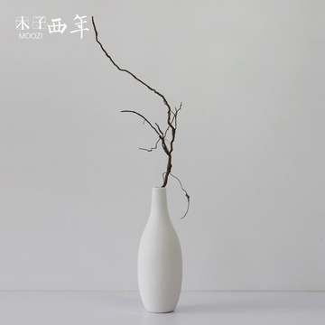 【木子西年】素烧简约创意装饰品小口白色手工文艺陶瓷花瓶摆件