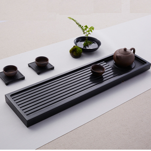 创意乌金石小茶盘 简约茶海排水日式功夫茶具长方形石材石头茶台