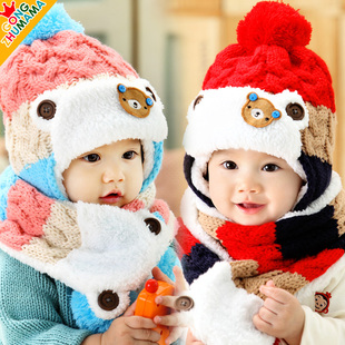 儿童婴儿帽冬天6-12个月宝宝帽子秋冬季1-2-4岁韩版帽宝宝护耳帽