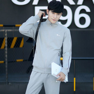 休闲套装男秋潮流韩版 青少年立领两件套秋季修身2016新款运动服