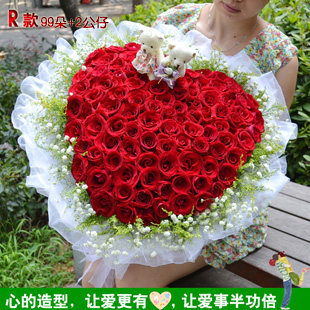 99朵红玫瑰花束杭州鲜花同城速下沙余杭西湖上城下城鲜花店送花