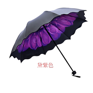 黑胶太阳伞女防晒防紫外线 晴雨两用四折超轻遮阳伞小黑伞晴雨伞