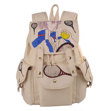 网球王子涂鸦动漫双肩包休闲旅行背包2016夏季新款学生书包帆布女
