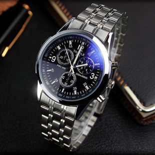 蓝光手表钢带 流行时尚学生手表商务潮流腕表个性高档非机械男表