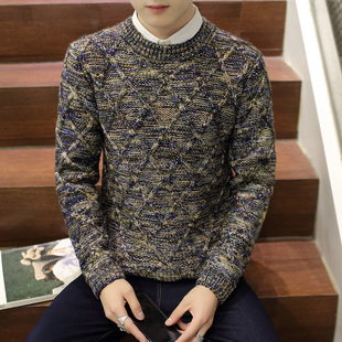 冬季男士毛衣圆领修身青年针织衫韩版新款男装编织打底衫套头外套