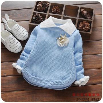 女宝宝韩版套头毛衣0-1-2-3岁婴儿女童翻领针织衫长袖打底衫上衣