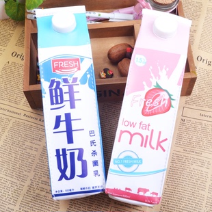 卡通牛奶盒笔袋 可爱韩国创意大容量小学生文具盒女简约笔盒包邮