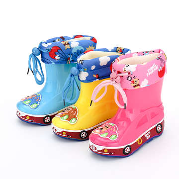 儿童雨鞋女童雨靴男童防滑小童宝宝雨鞋加绒保暖中筒水鞋2-3-4岁