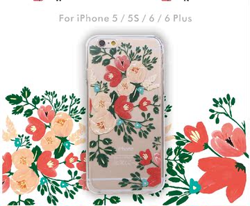 韩国同款大丽花苹果6s手机壳iPhone6/plus透明保护套个性创意潮女