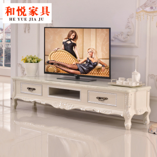 欧式美式电视柜地柜2米2.2米2.4米简约法式实木大理石