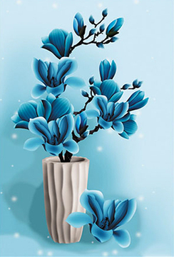 5D钻石画贴钻十绣砖石绣蓝色优雅满钻方钻客厅卧室植物花卉最新款