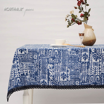 日式复古棉麻餐桌布  抽象排列桌布 中式文艺台布 盖布 茶几布