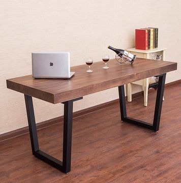 美式工业风书桌复古实木餐桌设计师办公桌铁艺工作台会议桌电脑桌