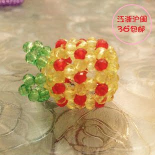DIY手工串珠工艺品 水晶迷你菠萝 编制成品/材料包/视频教程