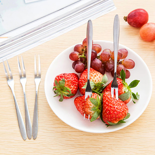 韩国创意时尚水果叉环保不锈钢水果叉子水果签甜品蛋糕叉 单支