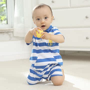 马琪贝斯夏季新品短袖婴儿连体衣儿童爬服宝宝哈衣纯棉新生儿衣服
