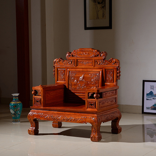 红木家具非洲花梨木中式明清古典弯脚双面雕花财源滚滚组合沙发