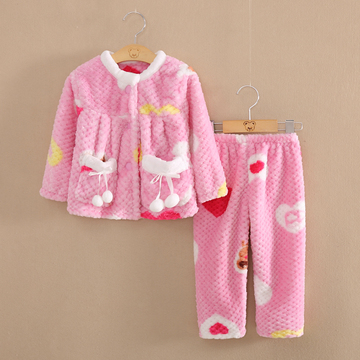 韩版秋冬儿童睡衣法兰绒男童女童珊瑚绒小中大童家居服高品质套装