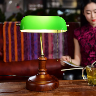 中欧式复古典实木艺术餐厅咖啡书房蒋介石老上海民国绿色银行台灯