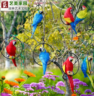 花园摆件户外庭院装饰品园林树上挂饰仿真鹦鹉摆件小鸟类动物雕塑