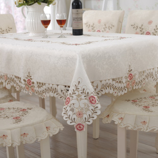 家居 桌布椅套 布艺欧式绣花餐桌布台布茶几桌旗 椅子套 椅垫套装