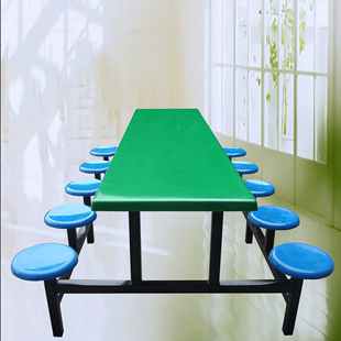 玻璃钢圆凳餐台餐椅餐厅连体餐桌椅组合学生餐台桌椅折叠餐桌批发