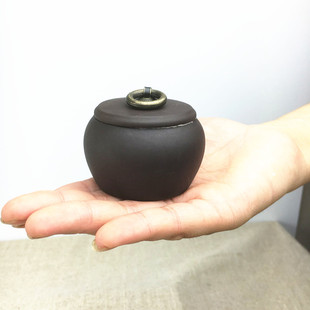 宜兴紫砂茶叶罐茶具配件便携式迷你糖粉罐小号旅行陶瓷密封茶叶罐