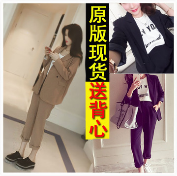 韩版2016春装新款潮时尚女装套装上衣小西装外套休闲九分裤两件套
