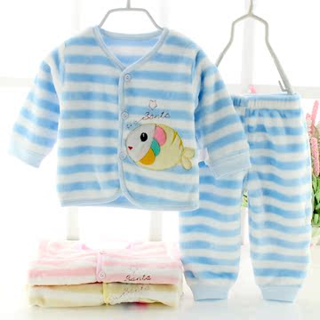 婴儿保暖内衣套装厚加绒秋冬季宝宝衣服柔软新生儿衣服装0-6个月