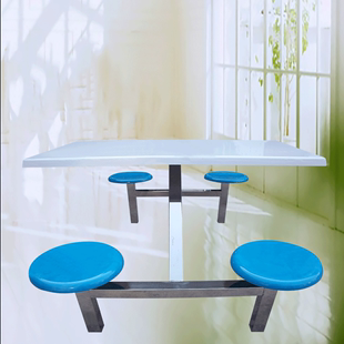 户外休闲防晒餐桌椅玻璃钢圆凳连体快餐桌椅食堂餐桌椅组合批发