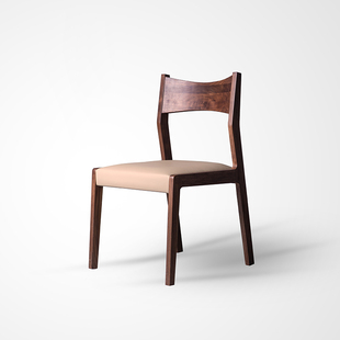 北欧日式黑胡桃木餐椅全实木软包白橡木餐椅靠背无扶手椅子餐厅