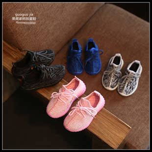 新款2016系带男女童单鞋椰子鞋韩版小学运动鞋透气柔软跑步鞋YY