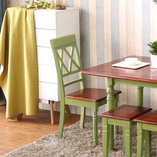 简约实木折叠餐桌椅组合 美式地中海伸缩餐桌小户型多功能饭桌子