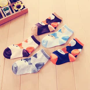 2016秋冬新款韩国男童纯棉儿童中筒袜童袜狐狸可爱动物儿童袜子