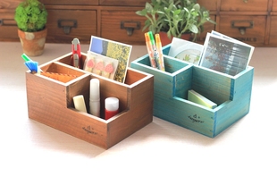 包邮zakka桌面收纳盒 化妆品实木文具笔筒创意时尚整理摆件小木盒