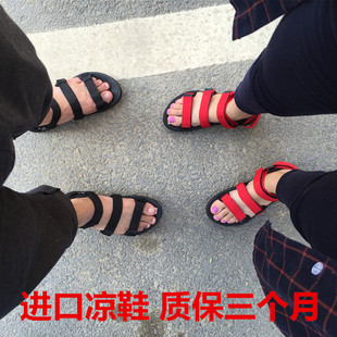 【天天特价】情侣凉鞋韩国原宿港风三条布带罗马越南沙滩鞋男女鞋