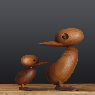 Hans Bolling北欧丹麦原木雕木偶经典实木家居饰品摆件木鸭子鸭仔